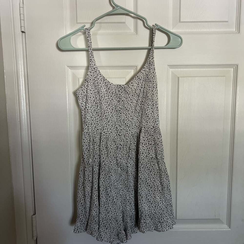 White and Black floral Romper